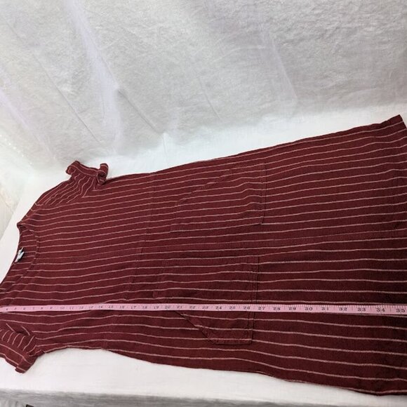Susina linen blend burgundy striped dress with pockets women's size XS D24 - Picture 9 of 9
